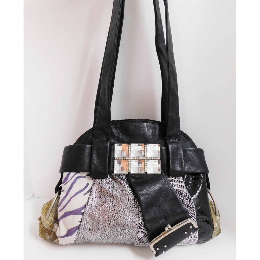 Reneto Angi Venezia Vintage Jeweled Mesh Leather Shoulder Bag